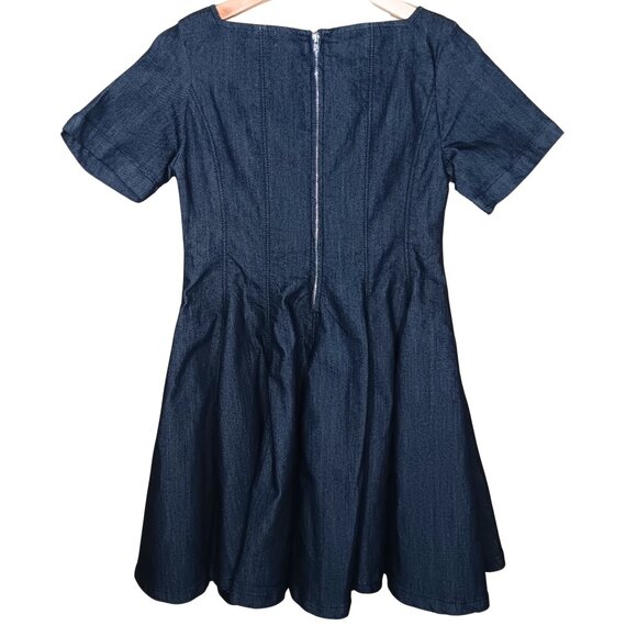 Pilcro Short-Sleeve Square-Neck Denim Mini Dress Babydoll NWT XS Anthropologie - Picture 3 of 11